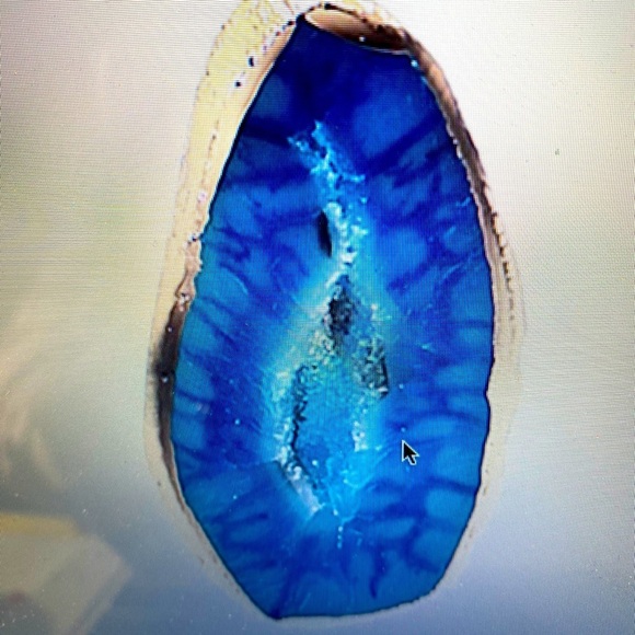 SALE Eye Candy LA Agate Slice Gold Tone Necklace NWT - Picture 4 of 4